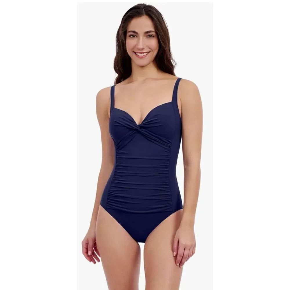 Profile by Gottex Women's Tutti Frutti Royal Blue Sweetheart Front Twist